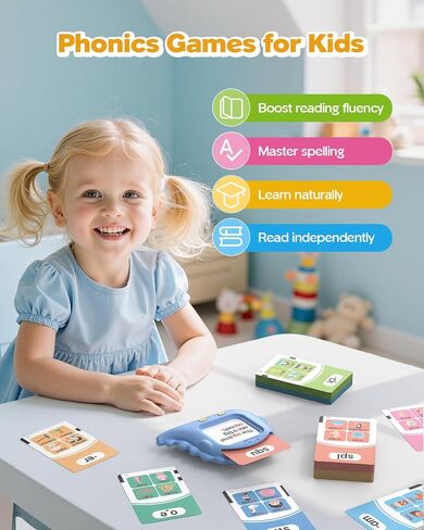 Phonics Talking Flash Cards for Toddlers 3-8, Airbition Learn to Read in 20 Stages, Digraphs CVC Blends Long Vowel Sounds Spelling Reading,Kindergarten First Second Grade Homeschool Educational Study in Kuwait