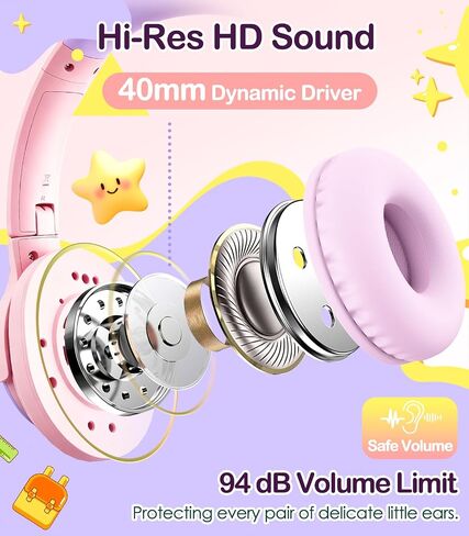 INFURTURE Kids Headphone for School with Microphone, Pink Wired Headphones in Saudi Arabia