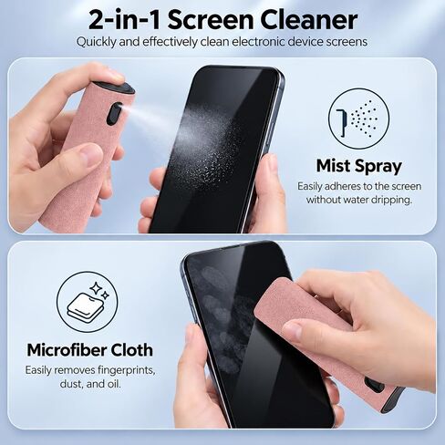 2 Pack Screen Cleaner Spray and Wipe for Laptop Monitor and Car Screens, Phone Touchscreen Mist Cleaning Kit for Cellphone, Tablet, PC, Computer, LCD, Eyeglass, iPhone, iPad, Mac Pro - Black and Grey in Kuwait