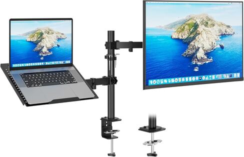 Redbat Monitor and Laptop Stand for 13-32 inch LCD LED Screens, Adjustable Monitor Mount with Laptop Tray Up to 16 inch Laptop/Notebook, Laptop Arm with VESA 75/100mm, 2 Mounting Options in Kuwait