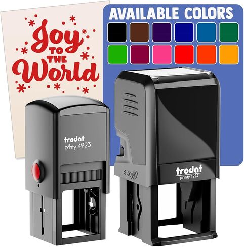 Joy to The World Snowflakes Christmas Self-Inking Rubber Stamp Ink Stamper - 1 Inch Small - Blue Ink in Kuwait