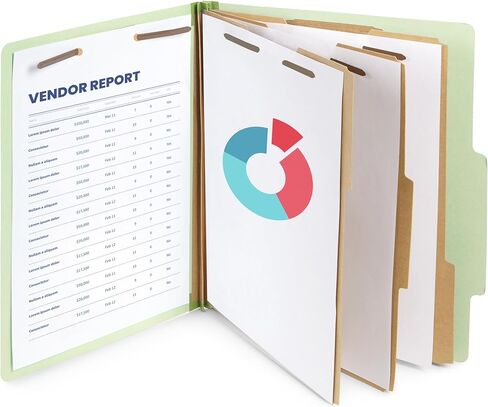 Blue Summit Supplies Green/Gray Classification Folders, Letter Size, 3 Dividers, with 2 Inch Tyvek Expansions, Classification Folders, 10 Pack in Saudi Arabia