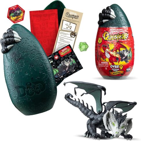 Dungeons & Dragons Questers Buildable Figure, 5-Inch D&D Collectible Dragon Toy in Break-Apart Egg Capsule with D20 Die - Black Dragon in Kuwait