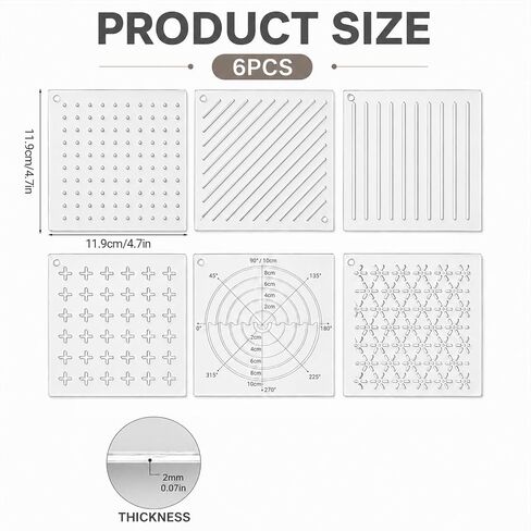 Acrylic Sashiko Stencil Templates 4.7 Inch for Hand Sewing, 6 Pcs in Kuwait