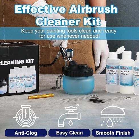 FansArriche Airbrush Cleaning Kit, 4 Cleaners, 1 Thinner & Flow Improver in Saudi Arabia