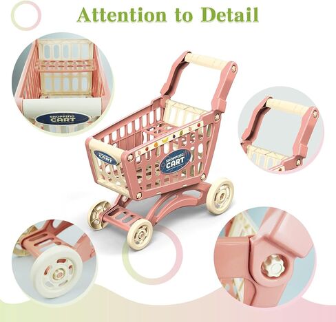 RedCrab Kids Shopping Cart Toy Supermarket 54pcs Playset Included Grocery Cart Toy,Credit Card Pretend Fruit Vegetables Shop Accessories for Boy Girl Kid (Green) in Kuwait