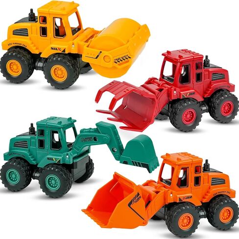 Beestech Construction Toys for 3 Years Old Boys Girls Kids, Friction Powered Construction Truck Toys Vehicles Sand Toys Trucks Excavator, Bulldozer, Road Roller (Colorful 4 Pack) in Kuwait