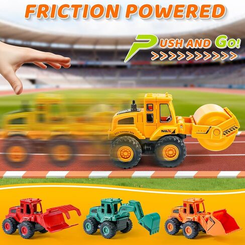 Beestech Construction Toys for 3 Years Old Boys Girls Kids, Friction Powered Construction Truck Toys Vehicles Sand Toys Trucks Excavator, Bulldozer, Road Roller (Colorful 4 Pack) in Kuwait