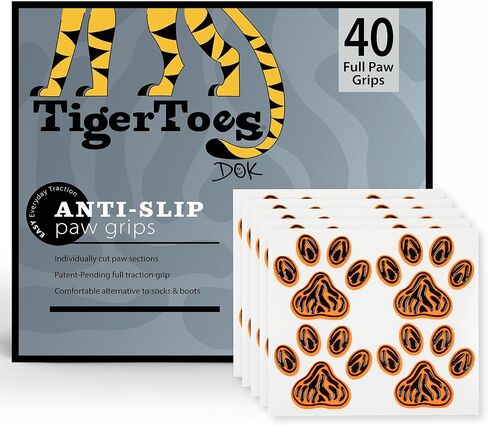 DOK TigerToes Paw Grips for Senior Dogs, 40ct of Pre-Cut Anti Slip Dog Paw Pads for Hardwood Floors, Provides Traction for Slipping (40 Total Grips, Size Extra Large) in Saudi Arabia
