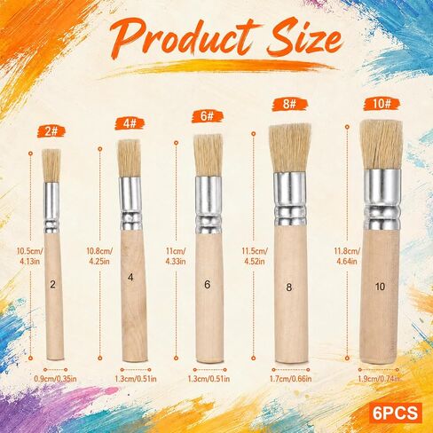 6 PCS Wooden Stencil Brushes, 5 Sizes Natural Bristle Paint Brushes in Kuwait