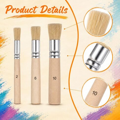 6 PCS Wooden Stencil Brushes, 5 Sizes Natural Bristle Paint Brushes in Kuwait