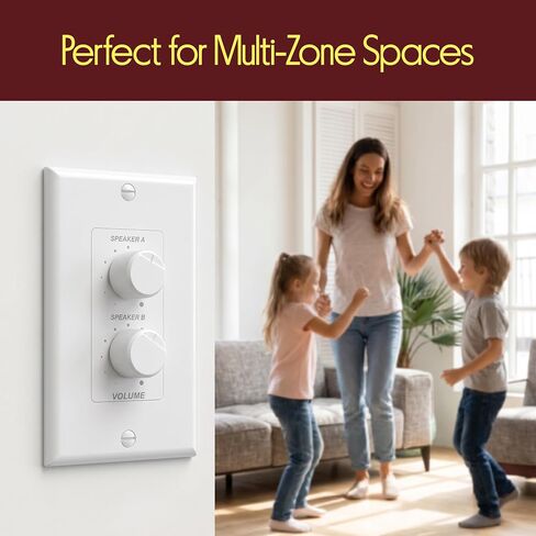 Pyle in Wall Speaker Volume Control - Home Audio Smart 2-Channel A/B Dual Channel Speakers Controller Selector Pod Box - Rotary Knob Fader Control Up to (1) Pair of Indoor or Outdoor Speakers PVCD15 in Kuwait