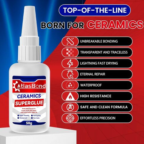 Ceramic Glue, Best Super Clear Glue for Porcelain, Pottery and China Repair, Food Safe Adhesive Kit for Mugs and Dishes, Also Effortlessly Bonds Wood, Glass, Plastic, Shoe, Crafts DIY and More in Kuwait