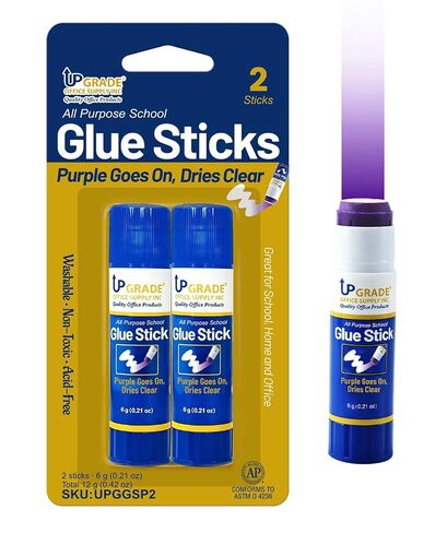 Upgrade Office Supply Glue Sticks, 6g, 2 Count, Purple Goes On Dries Clear in Saudi Arabia