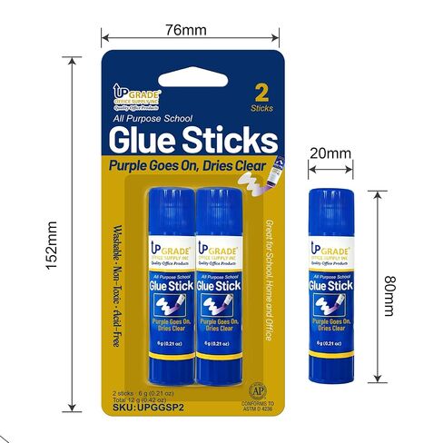 Upgrade Office Supply Glue Sticks, 6g, 2 Count, Purple Goes On Dries Clear in Saudi Arabia
