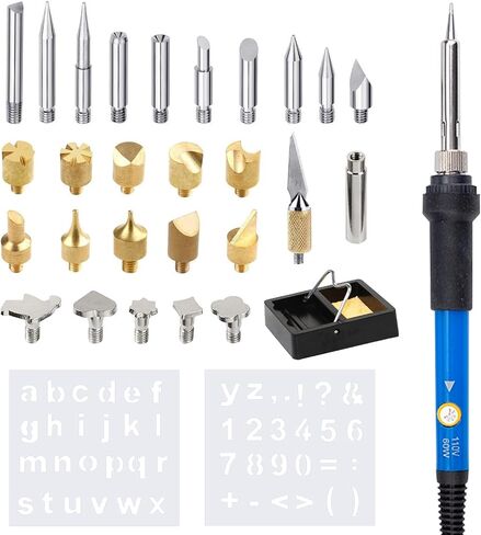 Wood Burning Kit, 32PCS Wood Burning Tool – Adjustable Temperature Soldering Iron Tool for DIY, Wood Carving, Embossing, and Craft Projects – Wood Burner Pen Set for Adults and Beginners in Kuwait