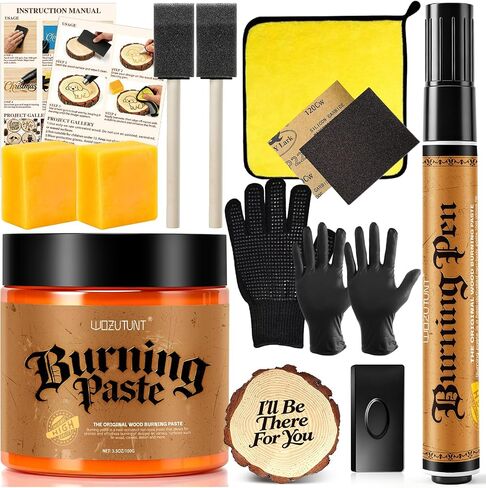 13PCS Wood Burning Paste Kit, Wood Burning Gel with Single Sided Wood Burning Pen Marker for Easy Application & Beautiful Engravings, Ideal DIY Craft Kit for Beginners and Handmade Enthusiasts in Kuwait