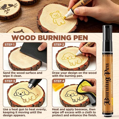 13PCS Wood Burning Paste Kit, Wood Burning Gel with Single Sided Wood Burning Pen Marker for Easy Application & Beautiful Engravings, Ideal DIY Craft Kit for Beginners and Handmade Enthusiasts in Kuwait