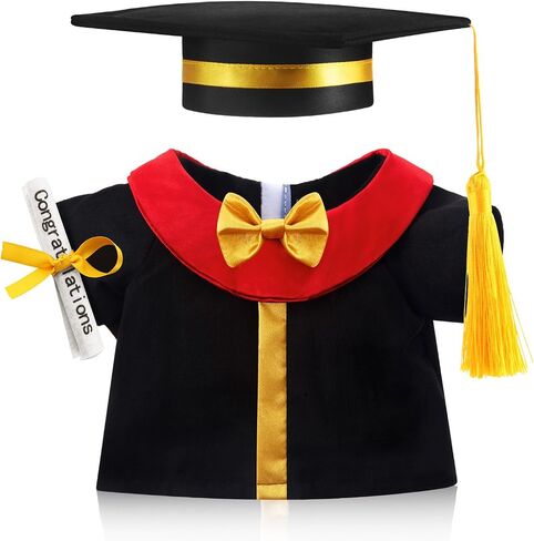 Set of 1 Graduation Teddy Bear Clothes Cap & Gow Outfit Fits Make Your Own Most 14" - 18" Bear Plush Stuffed Animal Outfit Pet Dog Doll Cap and Gown Build a Bear Clothe(Graduation E, Fit 14"-18") in Kuwait