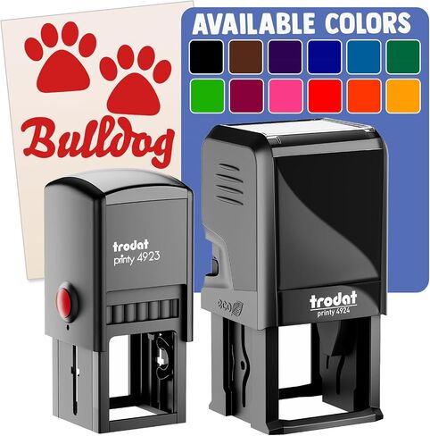 Bulldog Dog Paw Prints Fun Text Self-Inking Rubber Stamp Ink Stamper - 1 Inch Small - Black Ink in Kuwait