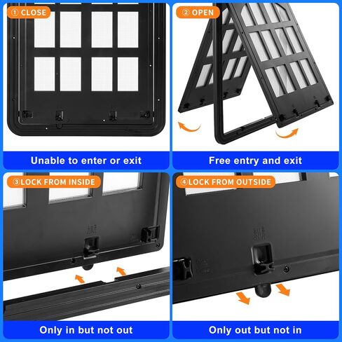 Large Dog Screen Door, 13 x 17 inches Flap Opening Dog Door for Screen Door with 4 Entry Ways, Magnetic Self-Closing Pet Screen Door for Dogs Cats, Black in Kuwait
