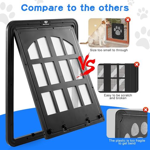 Large Dog Screen Door, 13 x 17 inches Flap Opening Dog Door for Screen Door with 4 Entry Ways, Magnetic Self-Closing Pet Screen Door for Dogs Cats, Black in Kuwait