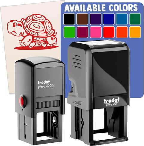 Cute Cartoon Turtle Walking Self-Inking Rubber Stamp Ink Stamper - 1 Inch Small - Black Ink in Kuwait