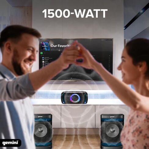 Gemini Sound GSYS-2400 Compact Home Stereo System | 2400W Peak Power | Bluetooth, USB & Analog and Digital Inputs | Multi-Color LED Party Lighting | Ideal for Parties, Karaoke & Home Theater in Kuwait
