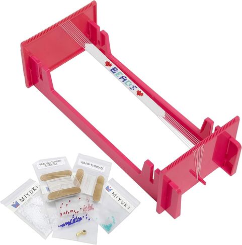 The Beadsmith LoomEEZ Japanese Bead Loom Kit – Includes Adjustable Loom, Miyuki Glass Beads, Thread & Needle, Warp Thread, Findings and Instructions – Make Bracelets, Necklaces, Belts, and More in Kuwait