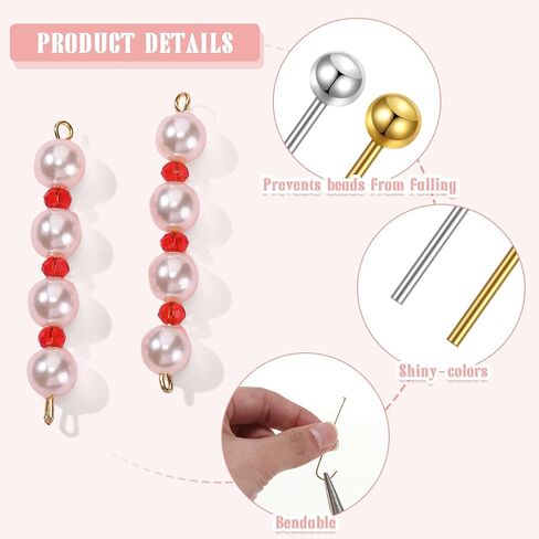 Unittype 600 Pcs Ball Head Pins Eye Pins Flat Head Pins with Plastic Box 50 mm Jewelry Making Pin Head Pins for Craft Earring Bracelet Necklace Pendant Making (Assorted Color,2 Inch) in Kuwait