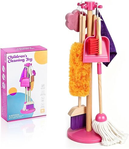 Masthome Kids Cleaning Pretend Play Toy Set,8 Pcs Kid Broom Set in Kuwait