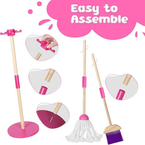 Masthome Kids Cleaning Pretend Play Toy Set,8 Pcs Kid Broom Set in Kuwait
