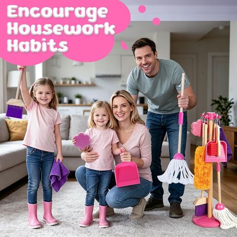 Masthome Kids Cleaning Pretend Play Toy Set,8 Pcs Kid Broom Set in Kuwait