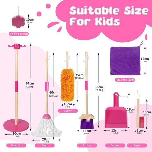 Masthome Kids Cleaning Pretend Play Toy Set,8 Pcs Kid Broom Set in Kuwait