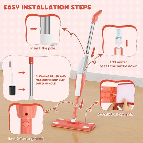 Kids Spray Mop Cleaning Set, Washable Pads, for Ages 3-8, with Stickers in Saudi Arabia