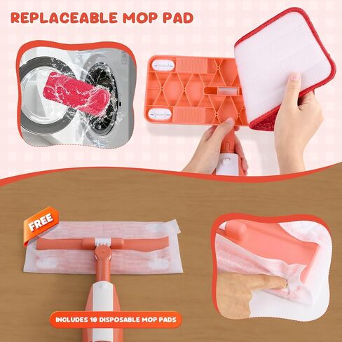 Kids Spray Mop Cleaning Set, Washable Pads, for Ages 3-8, with Stickers in Saudi Arabia