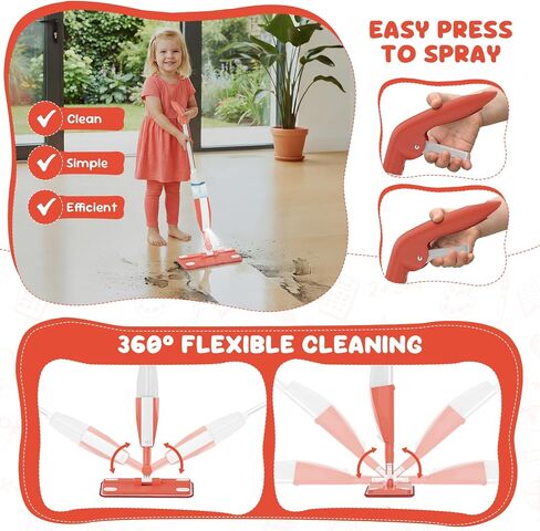 Kids Spray Mop Cleaning Set, Washable Pads, for Ages 3-8, with Stickers in Saudi Arabia