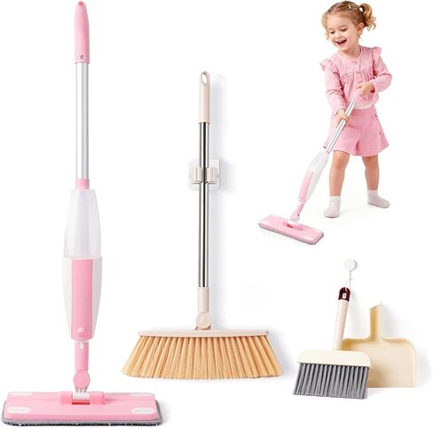 Girl and Boy Gifts Cleaning Toy Sets, Real Working Water-Spraying Mop Toy in Kuwait