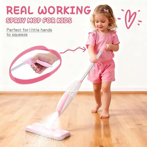 Girl and Boy Gifts Cleaning Toy Sets, Real Working Water-Spraying Mop Toy in Kuwait