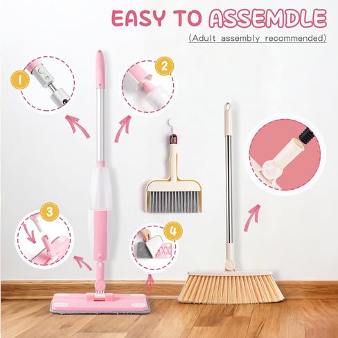 Girl and Boy Gifts Cleaning Toy Sets, Real Working Water-Spraying Mop Toy in Kuwait