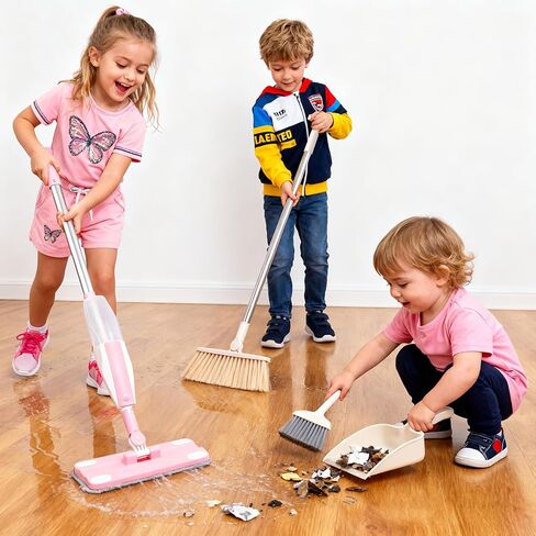 Girl and Boy Gifts Cleaning Toy Sets, Real Working Water-Spraying Mop Toy in Kuwait