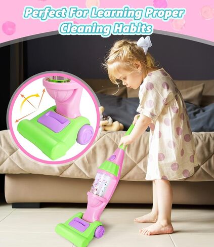 Pink Kids Vacuum Cleaner with Lights & Sounds, Toddler Girl Toys Ages 3+ in Kuwait