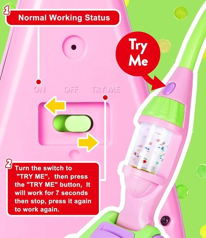 Pink Kids Vacuum Cleaner with Lights & Sounds, Toddler Girl Toys Ages 3+ in Kuwait