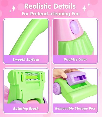 Pink Kids Vacuum Cleaner with Lights & Sounds, Toddler Girl Toys Ages 3+ in Kuwait