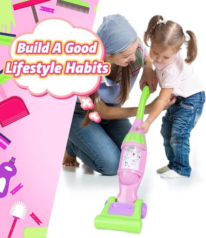 Pink Kids Vacuum Cleaner with Lights & Sounds, Toddler Girl Toys Ages 3+ in Kuwait