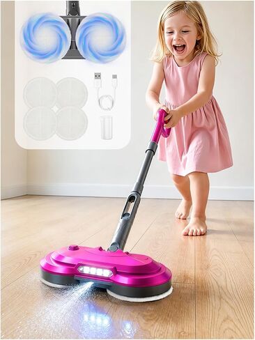 BLAXTEM Electric Mop Toy, Rechargeable W/ Water Sprayer (Rose Red) in Saudi Arabia