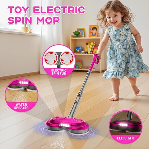 BLAXTEM Electric Mop Toy, Rechargeable W/ Water Sprayer (Rose Red) in Saudi Arabia