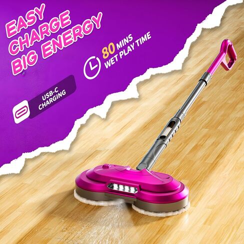 BLAXTEM Electric Mop Toy, Rechargeable W/ Water Sprayer (Rose Red) in Saudi Arabia