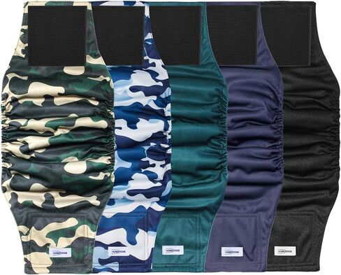 Reusable Dog Diapers Male, Premium Washable Belly Bands for Dogs Extra Small, Pack of 5, High Absorbing Dog Wraps for Doggie & Puppy in Incontinence or Excitable Urination and Training(XS) in Kuwait