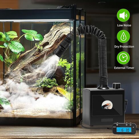 Reptile Fogger Humidifier for Glass Terrariums, Auto-Refill Misting System with Timer, Suitable for Reptiles/Amphibians/Grow Tents in Kuwait